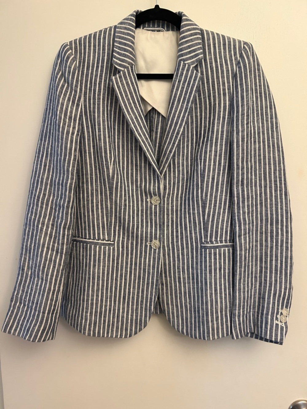 Gant Navy and White Vertical-Striped Women's Blazer
